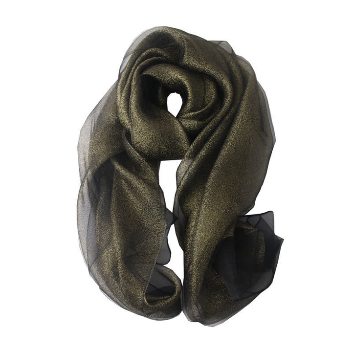Foulard de luxe en soie organzan scintillante pour femme - Or noir - image 12
