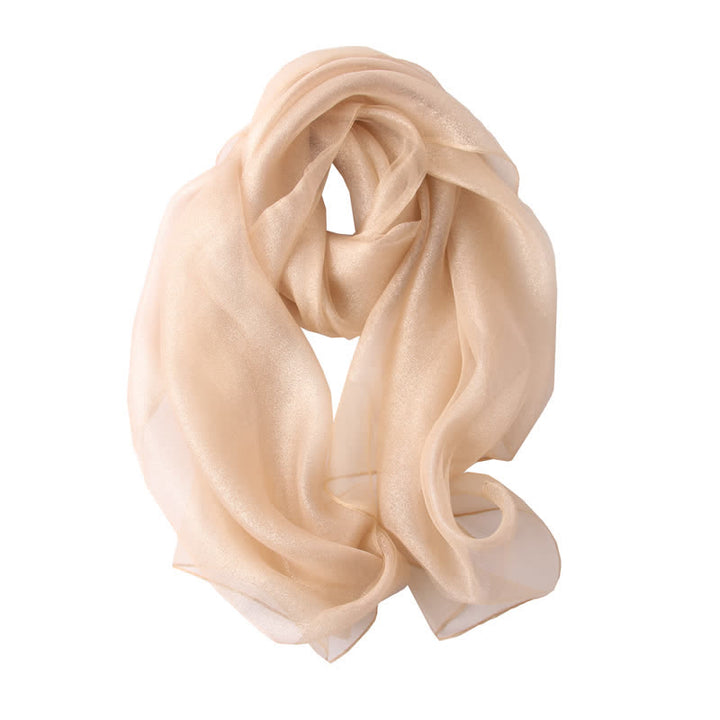Foulard de luxe en soie organzan scintillante pour femme - Ivoire - image 5
