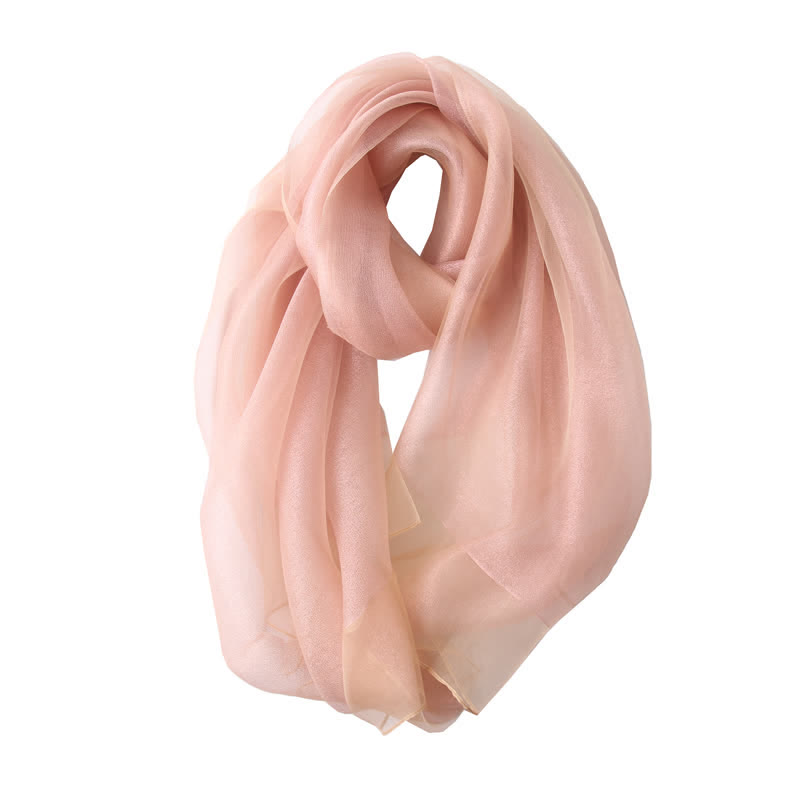 Foulard de luxe en soie organzan scintillante pour femme - Saumon clair - image 6