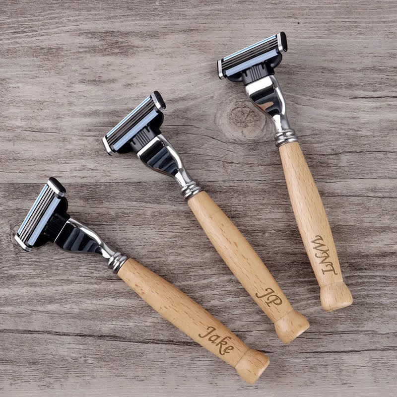 Coffret de 3 rasoirs personnalisés avec nom pour garçons d'honneur, avec boîte en bois - image 5