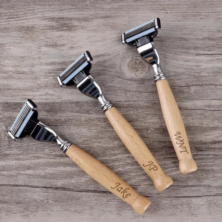 Coffret de 3 rasoirs personnalisés avec nom pour garçons d'honneur, avec boîte en bois - image 5