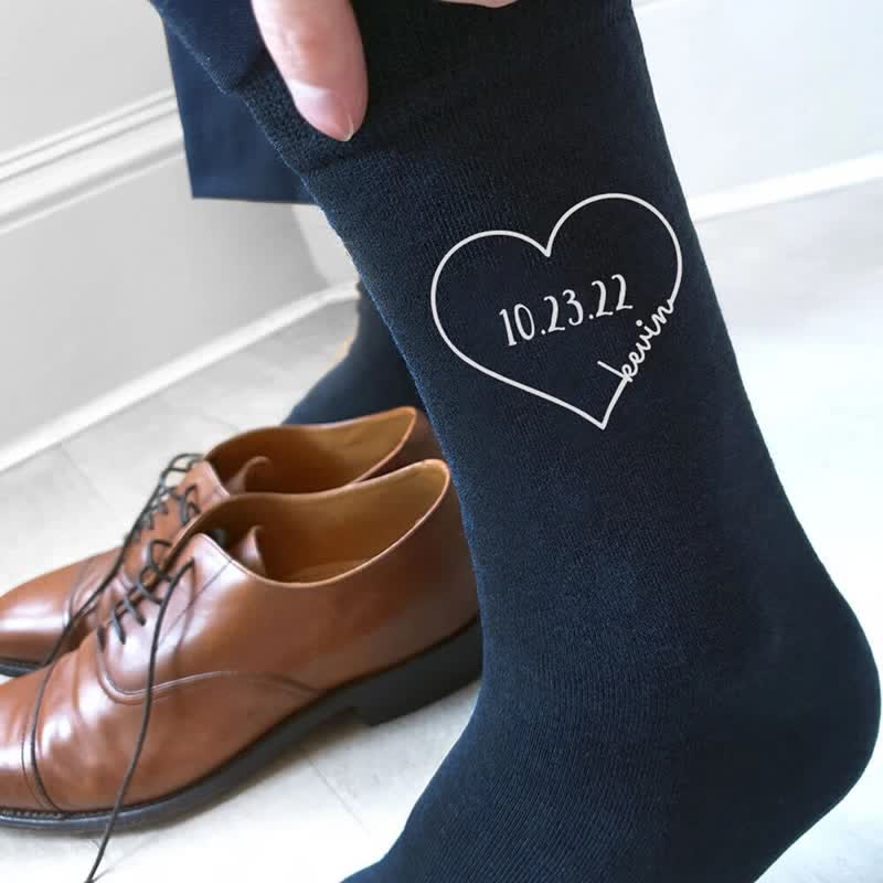Chaussettes de mariage noires personnalisées pour hommes