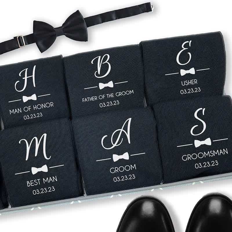 Chaussettes de mariage noires personnalisées pour hommes