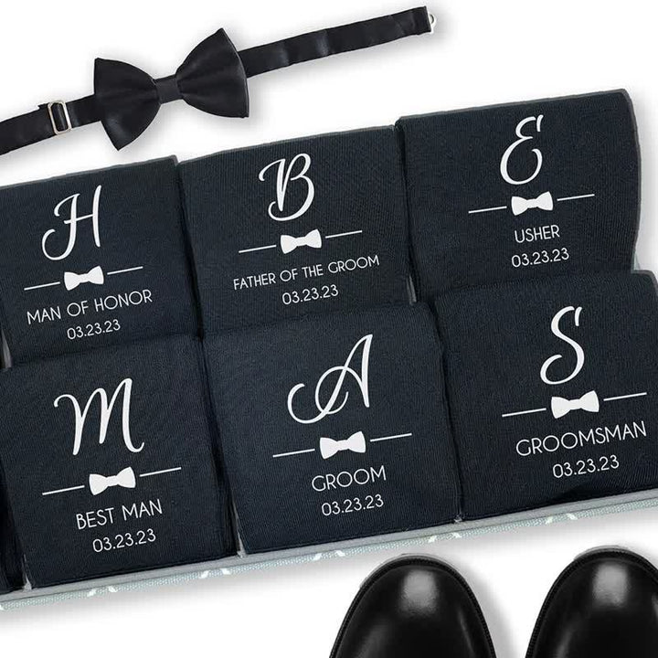 Chaussettes de mariage noires personnalisées pour hommes