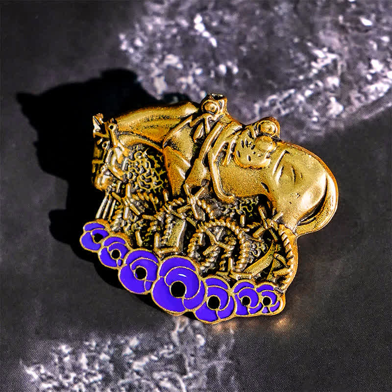 Broche coquelicot violet souvenir du cheval de guerre