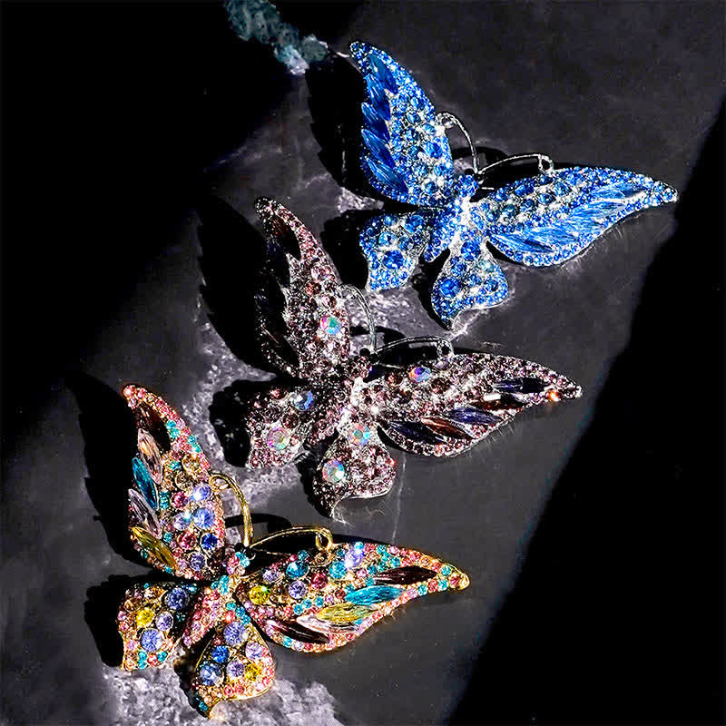 Broche papillon vintage en cristal pour femme