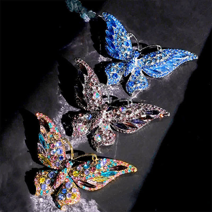 Broche papillon vintage en cristal pour femme