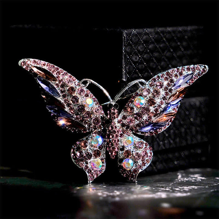 Broche papillon vintage en cristal pour femme