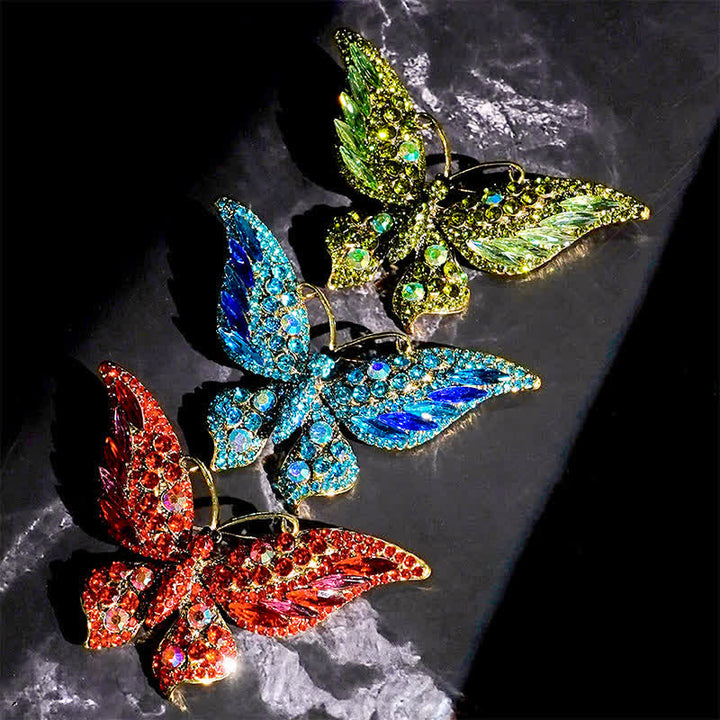 Broche papillon vintage en cristal pour femme
