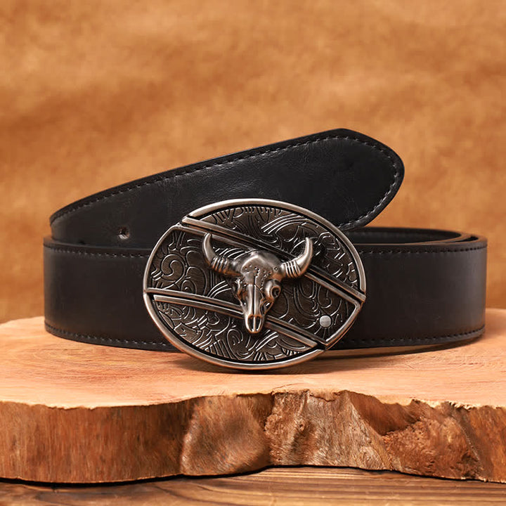 Ceinture en cuir pour homme avec couteau pliant caché en forme de taureau Longhorn