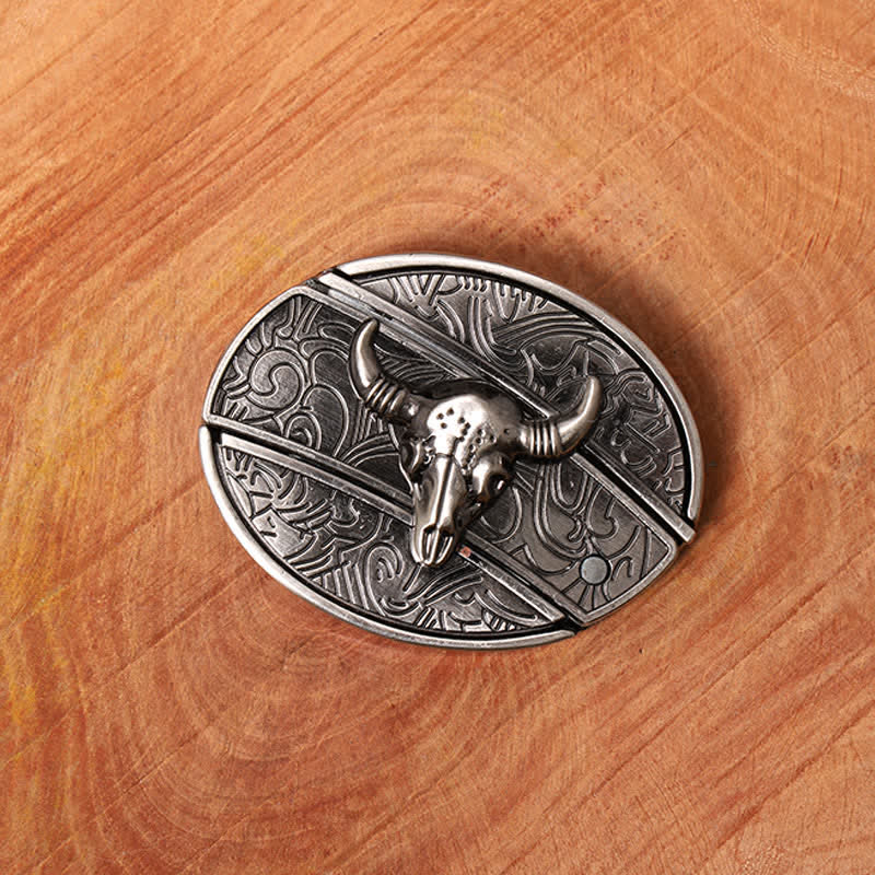 Ceinture en cuir pour homme avec couteau pliant caché en forme de taureau Longhorn