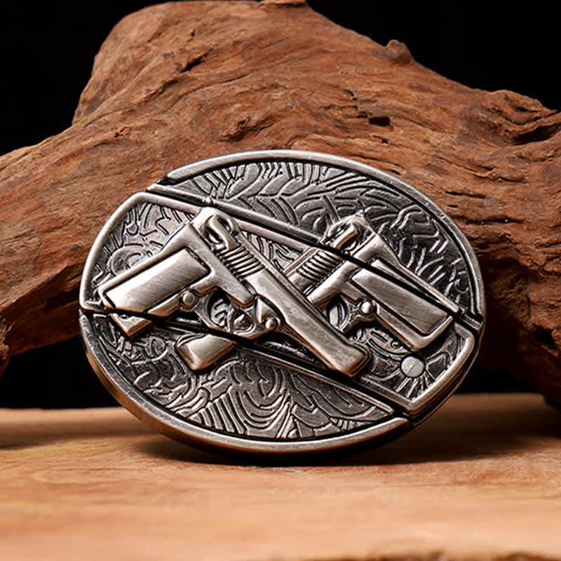 Ceinture en cuir pour homme avec couteau pliant caché à double pistolet - Pistolet double - Sans ceinture - Ceinture non incluse - image 0