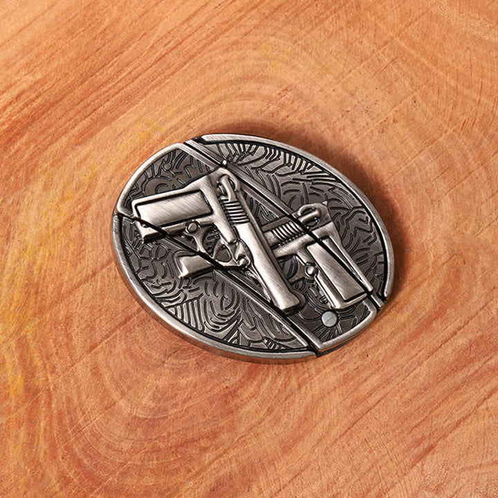 Ceinture en cuir pour homme avec couteau pliant caché à double pistolet - image 2