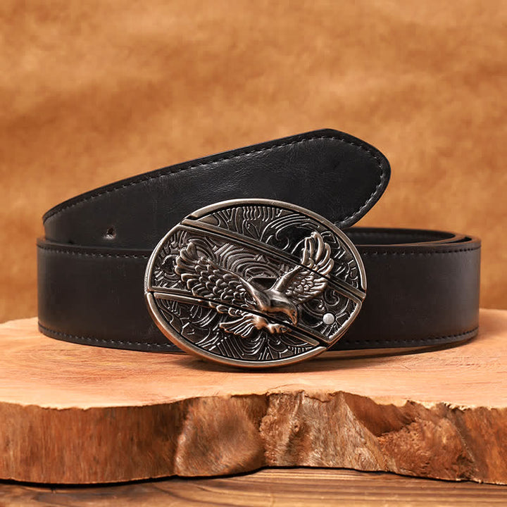 Ceinture en cuir pour homme avec couteau pliant caché « Soaring Eagle »