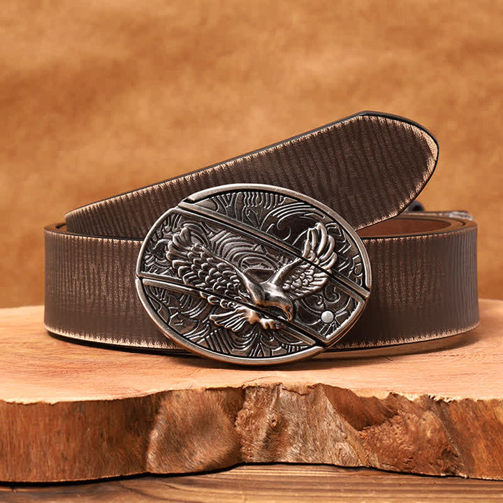 Ceinture en cuir pour homme avec couteau pliant caché « Soaring Eagle »