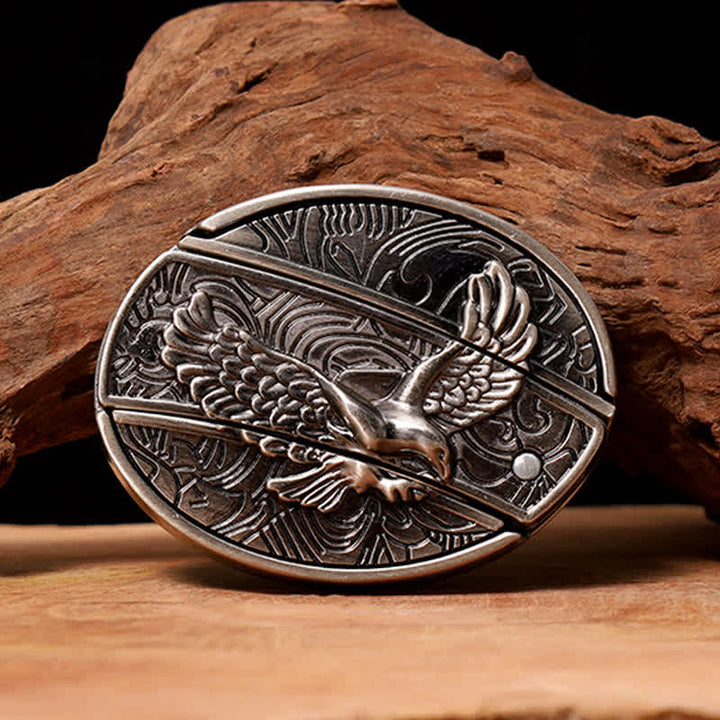 Ceinture en cuir pour homme avec couteau pliant caché « Soaring Eagle »