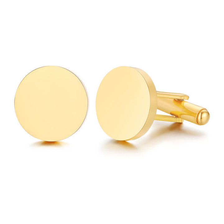 1 paire de boutons de manchette ronds personnalisés gravés au laser pour costume - Or - Avec boîte en bois - image 9