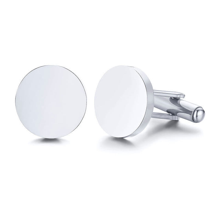 1 paire de boutons de manchette ronds personnalisés gravés au laser pour costume - Argent - Avec boîte en bois - image 10