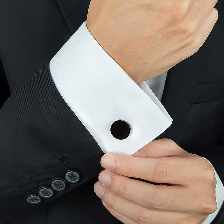 1 paire de boutons de manchette ronds personnalisés gravés au laser pour costume