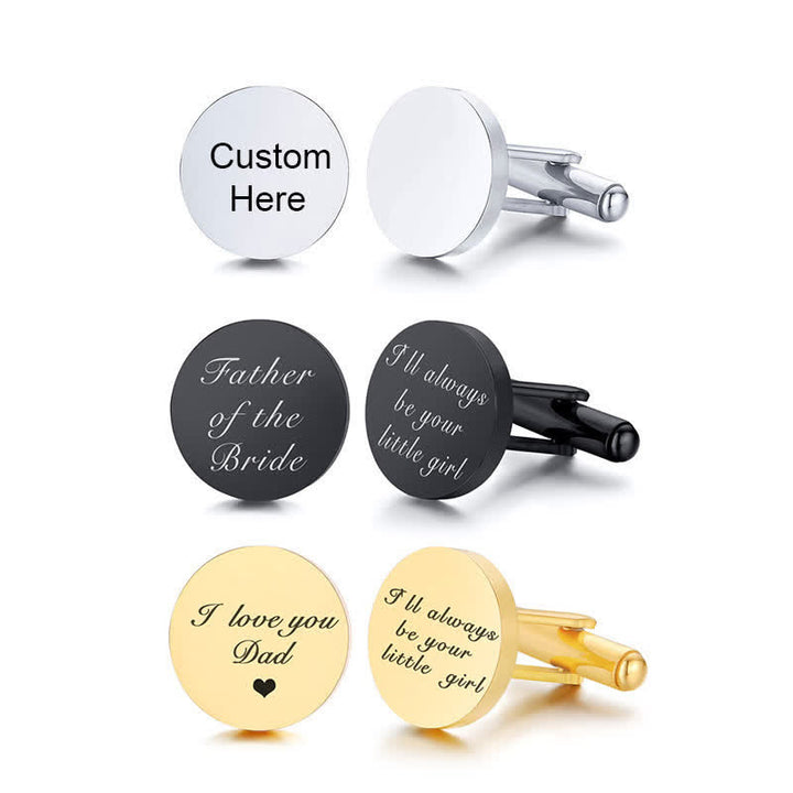 1 paire de boutons de manchette ronds personnalisés gravés au laser pour costume