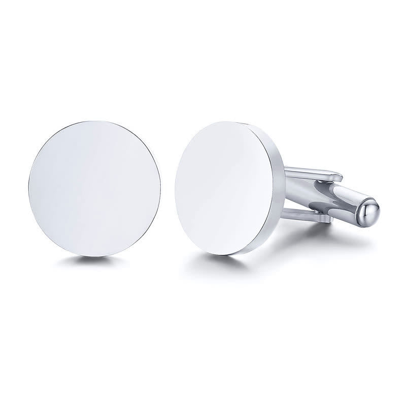 1 paire de boutons de manchette ronds personnalisés gravés au laser pour costume - Argent - Avec boîte en bois - image 10