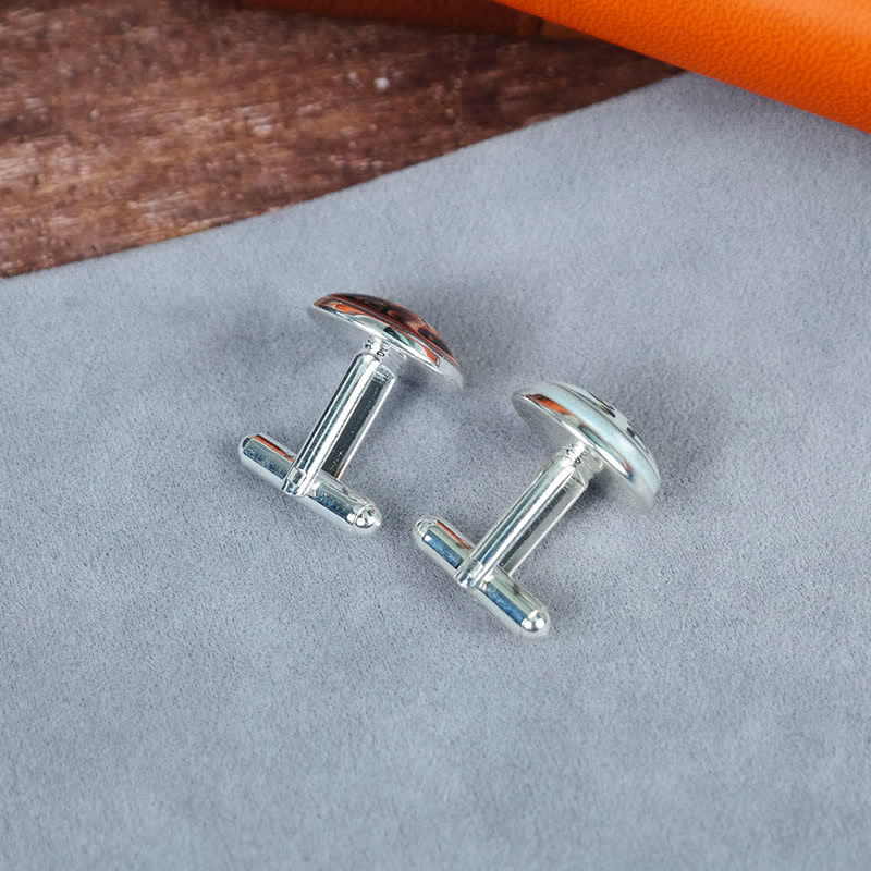 1 paire de boutons de manchette ronds personnalisés avec photo et nom