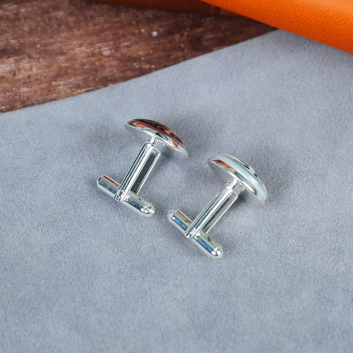 1 paire de boutons de manchette ronds personnalisés avec photo et nom