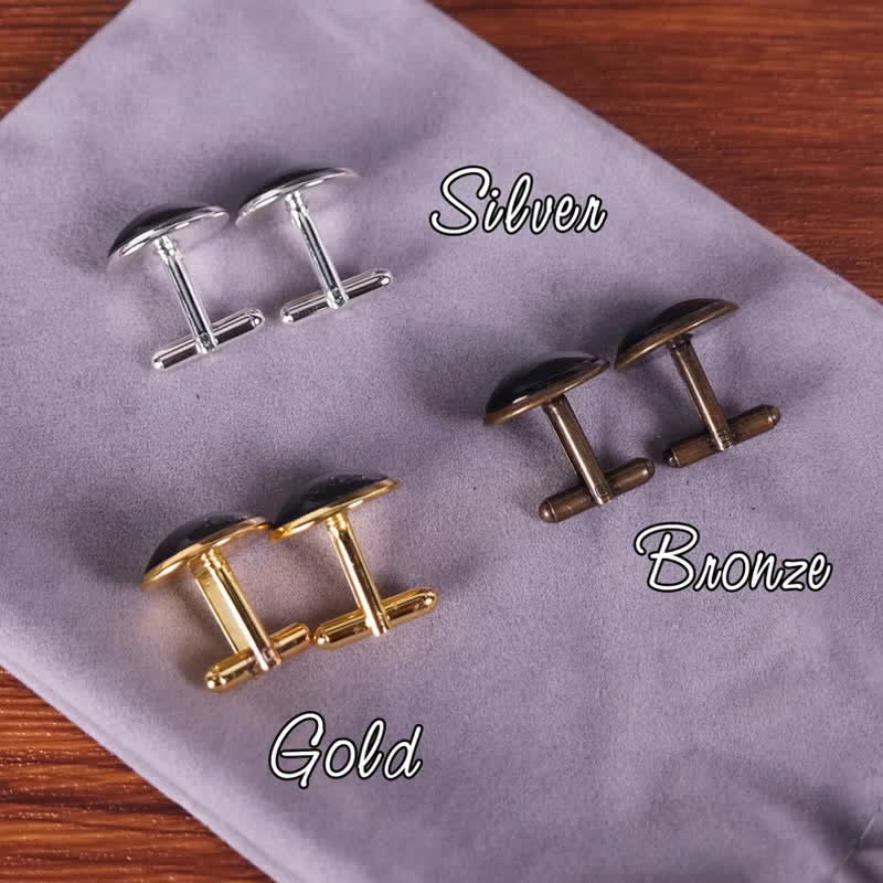 1 paire de boutons de manchette ronds personnalisés avec photo et nom - Bronze - image 2