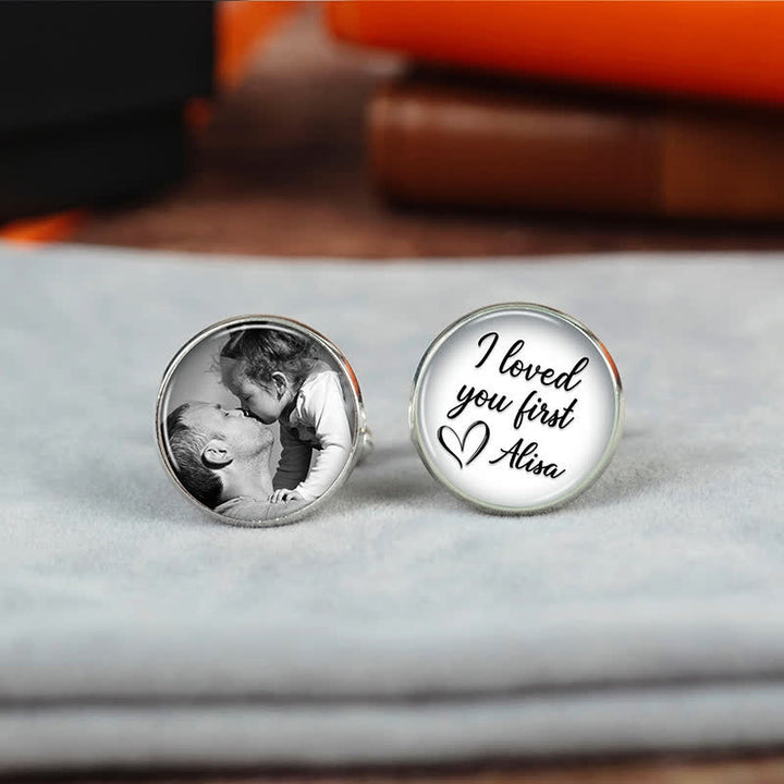 1 paire de boutons de manchette ronds personnalisés avec photo et nom