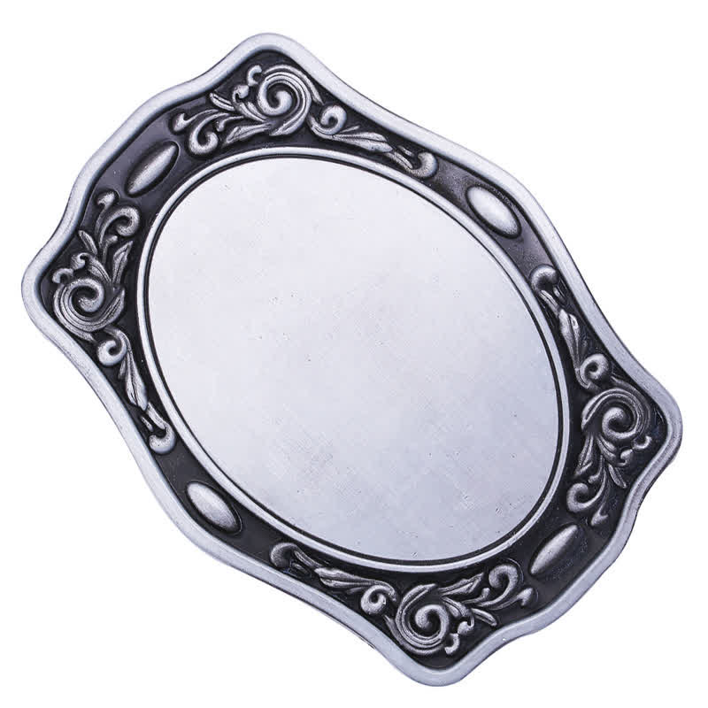 Ceinture en cuir avec boucle personnalisée en argent antique et monogramme