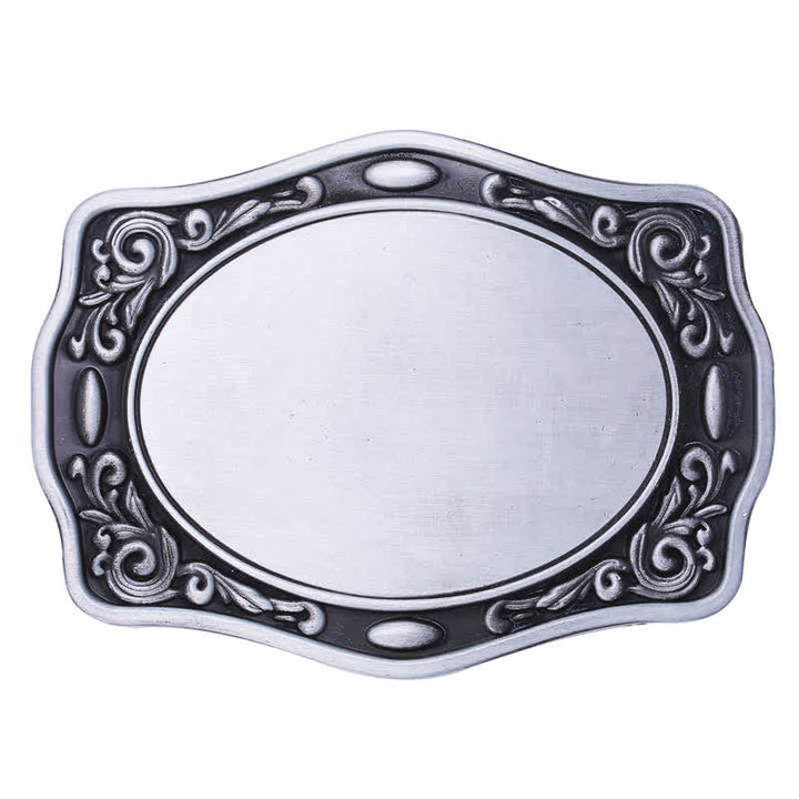 Ceinture en cuir avec boucle personnalisée en argent antique et monogramme