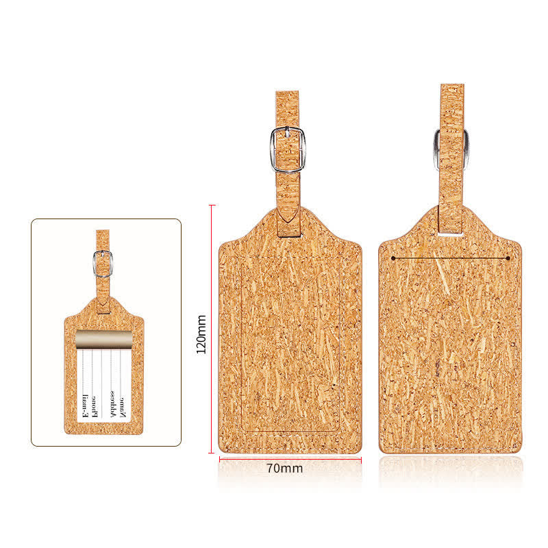 Étiquette de bagage recto verso en liège naturel avec texte personnalisé - Style n°1 - image 3