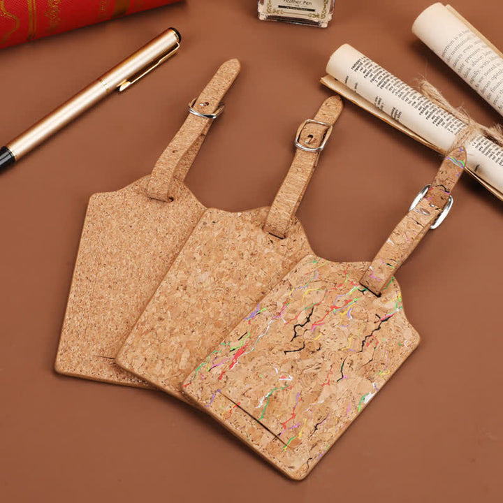 Étiquette de bagage recto verso en liège naturel avec texte personnalisé - image 6