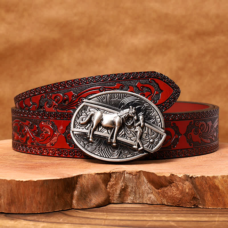 Ceinture en cuir pour homme avec couteau pliant caché style cowgirl - Cow-girl - Ceinture marron sculptée - 42 - image 7