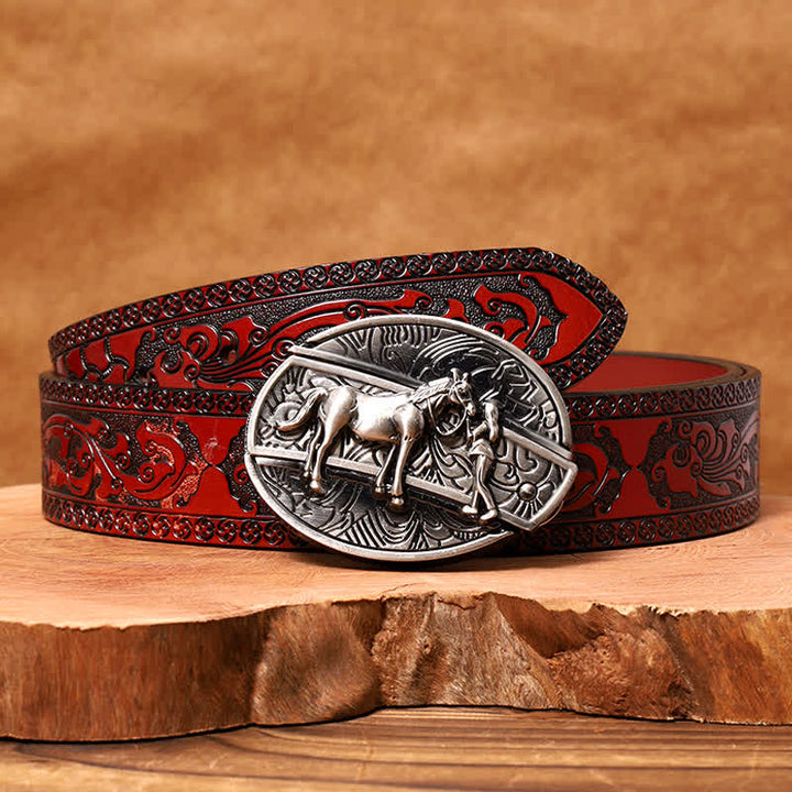 Ceinture en cuir pour homme avec couteau pliant caché style cowgirl - Cow-girl - Ceinture marron sculptée - 42 - image 7