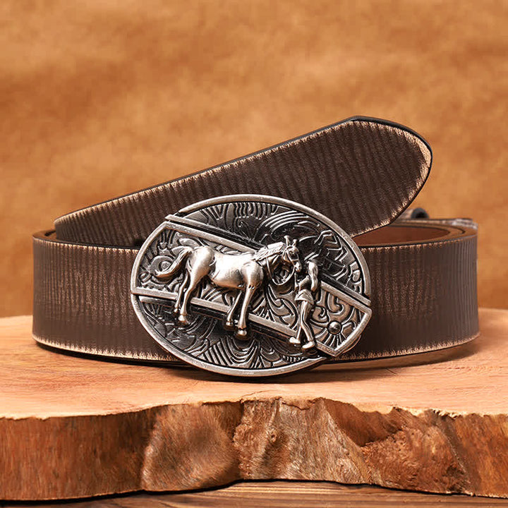 Ceinture en cuir pour homme avec couteau pliant caché style cowgirl - Cow-girl - Ceinture marron vieillie - 42 - image 9