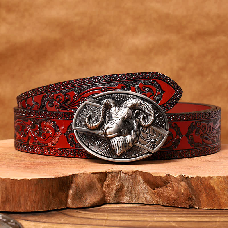 Ceinture en cuir pour homme avec couteau pliant caché en forme de chèvre