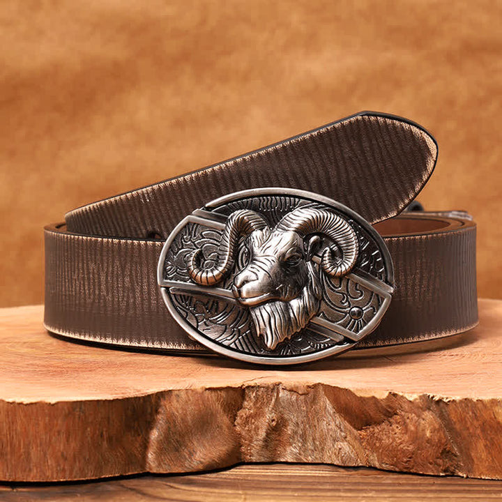 Ceinture en cuir pour homme avec couteau pliant caché en forme de chèvre