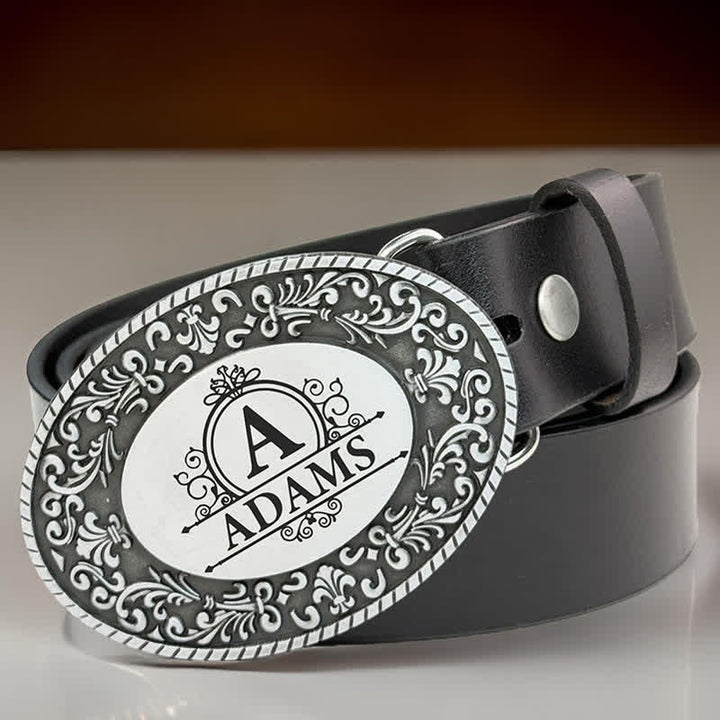Ceinture en cuir ronde avec nom gravé personnalisé et monogramme à boucle DIY