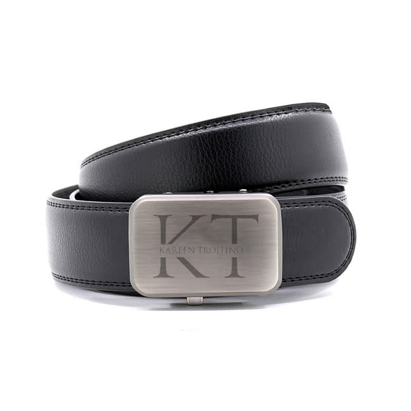 Idée cadeau personnalisée avec monogramme et ceinture en cuir à boucle automatique - image 1