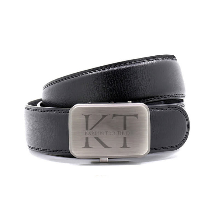 Idée cadeau personnalisée avec monogramme et ceinture en cuir à boucle automatique - image 1
