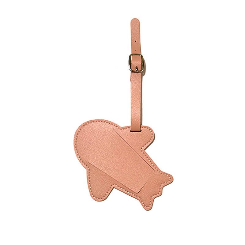 Étiquette de bagage simple face en forme d'avion avec texte personnalisé