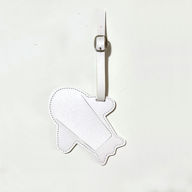 Étiquette de bagage simple face en forme d'avion avec texte personnalisé