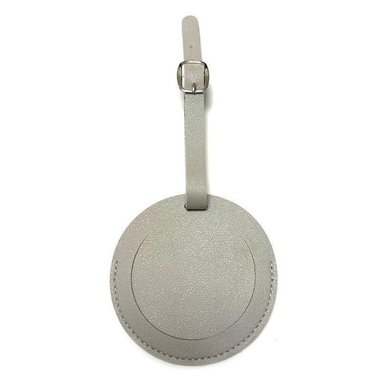 Étiquette de bagage ronde unilatérale personnalisable avec votre texte - Gris - image 17
