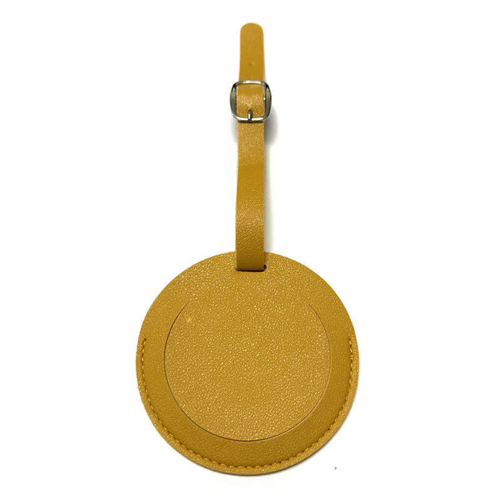Étiquette de bagage ronde unilatérale personnalisable avec votre texte - Jaune - image 16
