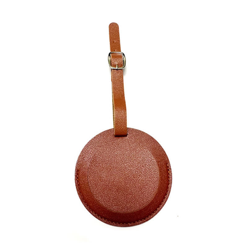 Étiquette de bagage ronde unilatérale personnalisable avec votre texte - Brun - image 18