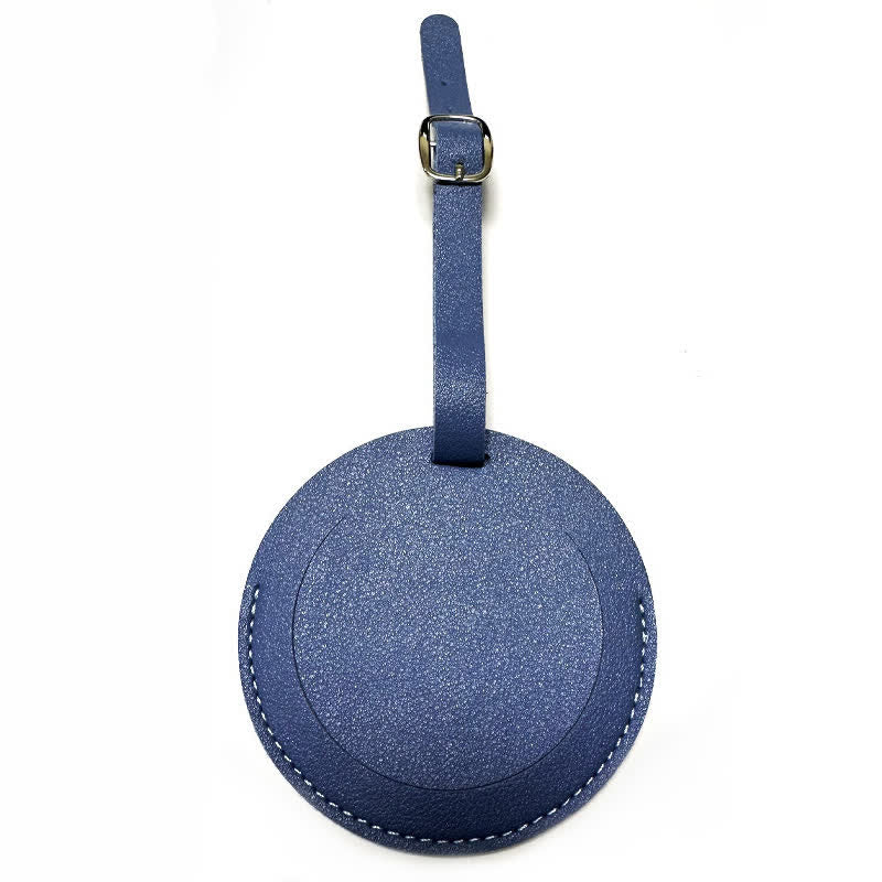 Étiquette de bagage ronde unilatérale personnalisable avec votre texte - Bleu - image 11