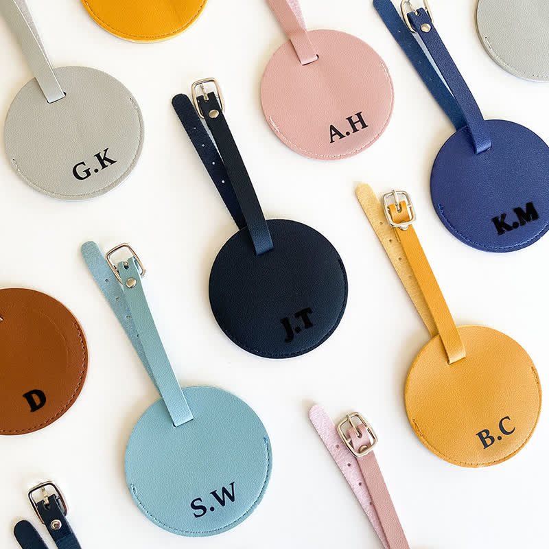 Étiquette de bagage ronde unilatérale personnalisable avec votre texte - image 1