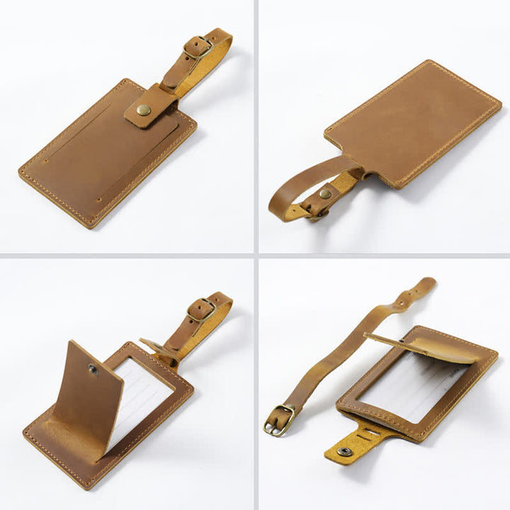 Étiquette de bagage en cuir de vachette recto verso avec texte personnalisé - image 8