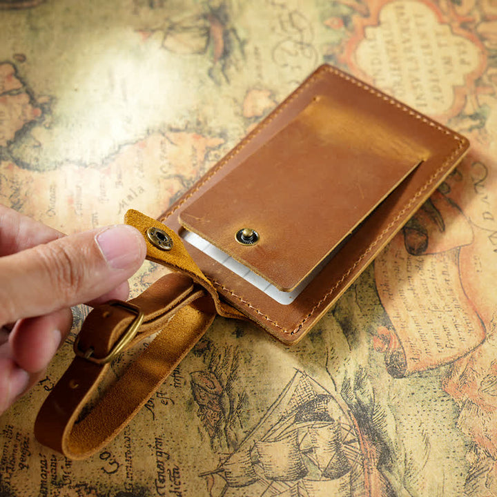 Étiquette de bagage en cuir de vachette recto verso avec texte personnalisé - image 6